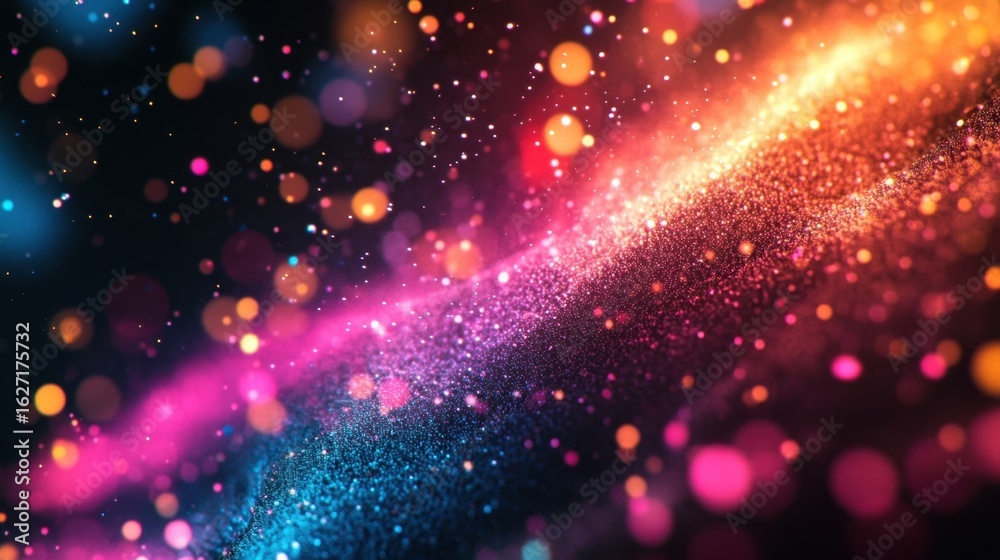 Fototapeta premium Vibrant Glittering Cosmic Dust Wave.