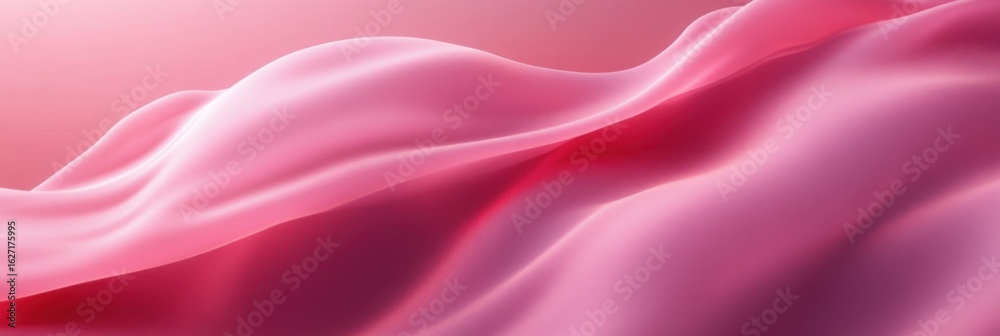 Fototapeta premium Soft flowing fabric-like waves in varying shades of pink create an abstract smooth and calming visual with gentle curves and gradient lighting