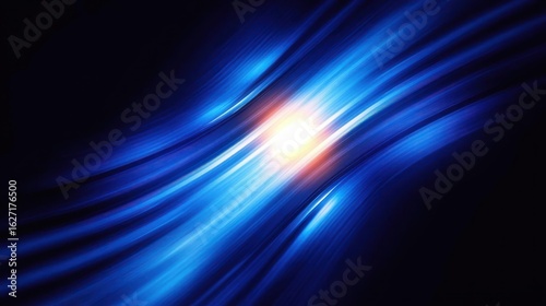 Bright white light with surrounding blue radiant waves creating a dynamic flowing energy effect on a dark background