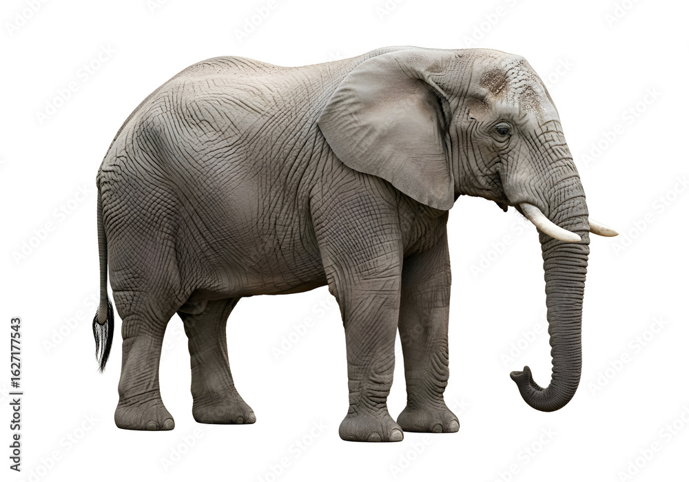 Fototapeta premium Grey elephant against a black background.