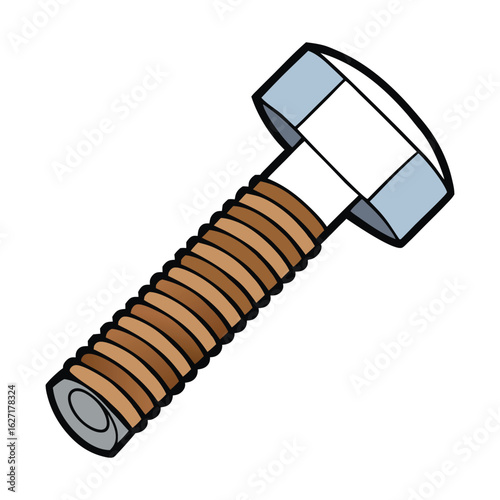 A threaded bolt is a metal fastener with helical threads along its shaft, designed to fit with a nut or tapped hole for secure joining in mechanical assemblies.

