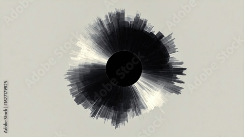Stunning visual representation of circular pattern with contrasting black and white shades creating dynamic effect. design evokes sense of depth