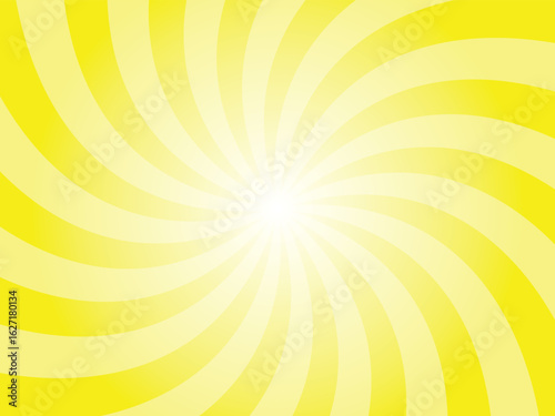 Pure yellow sunburst background. orange color radial retro glowing rays banner. Abstract retro whirlwind starburst vector abstract background. Twisted radial illustration.