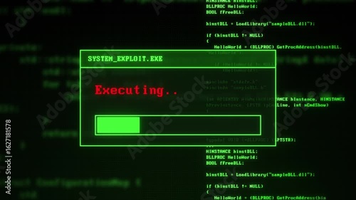Green code background - hacking in progress. Internet security concept