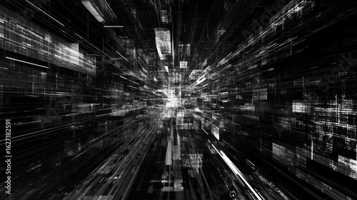 Digital Data Stream Abstract Tech Tunnel.