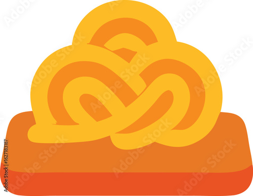 Noodle Icon, Sweet braided pastry on orange base with delicious layers of dough in a vector illustration style