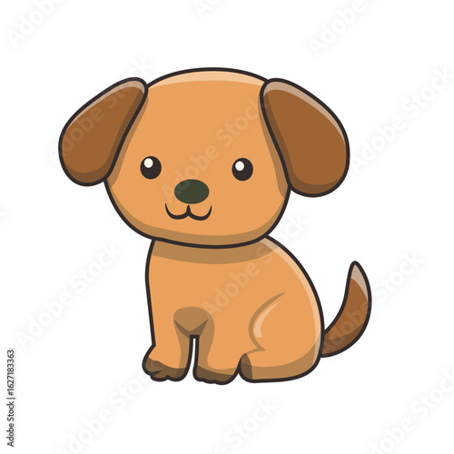 Adorable cartoon puppy sitting happily, perfect for pet lovers