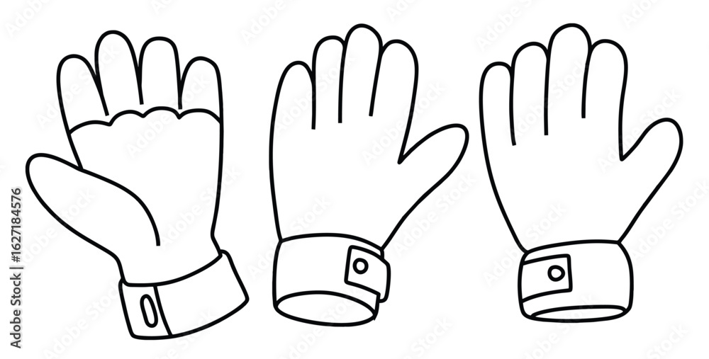 Obraz premium Hand drawn Goal Keeper Glove Doodle sketch isolated white background.