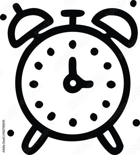 Classic Alarm Clock Illustration Displaying Time with Retro Design Elements and Dot Indicators