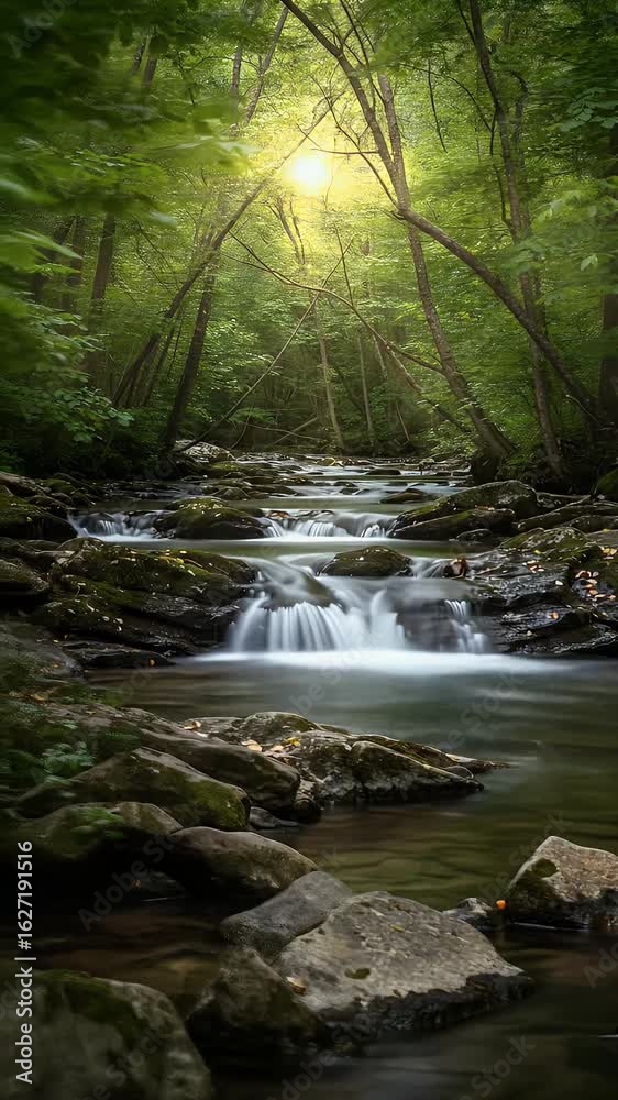 Scenic Forest Waterfall Landscape Rocks and Lush Green Trees Scenic Forest Waterfall Landscape Rocks and Lush Green Trees
