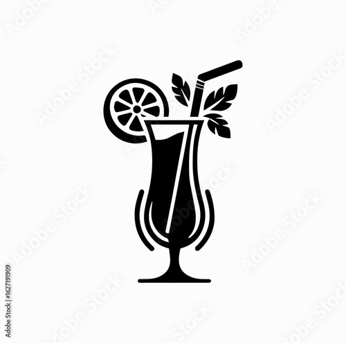 Tropical Summer Drink – Refreshing Beverage Silhouette Vector