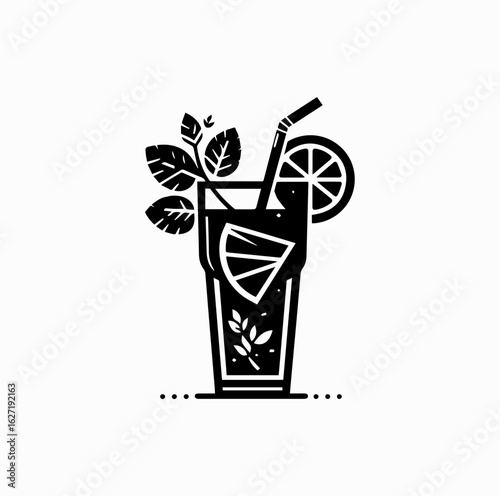 Tropical Summer Drink – Refreshing Beverage Silhouette Vector