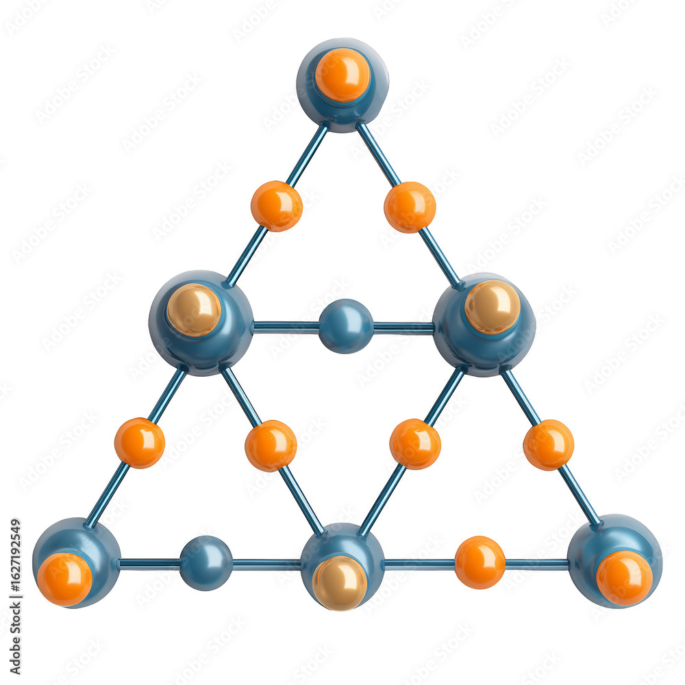 Abstract atom structure with vibrant orange and blue hues Abstract atom structure with vibrant orange and blue hues