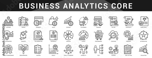 A powerful bundle of icons to visualize data insights, track KPIs, and monitor performance through business analytics tools.