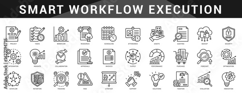 Streamline your workflow with this smart collection of icons covering task flow, automation, systemization, scheduling, and delivery.