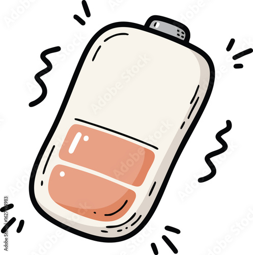 Battery Low Power Icon Hand Drawn Doodle Style