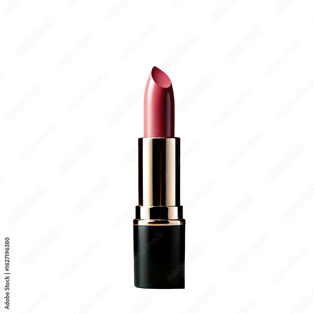 Fototapeta premium Elegant pink lipstick in a black tube on a light background 