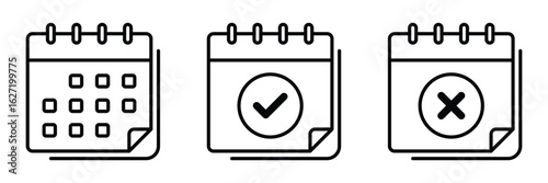 Calendar icons. Editable stroke. Containing time management, wall calendar.