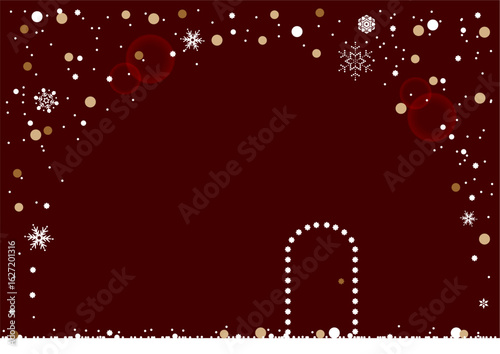 クリスマス・ホリデーのイラスト素材。ドーム状に雪の結晶がキラキラと舞う背景素材。クリスマスのフレーム素材。クリスマス・バナー素材。