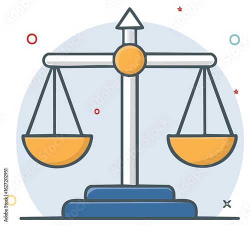 Stylized Illustration of Scales of Justice Symbolizing Law and Balance