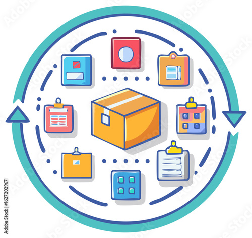 Business Process Management Iconography with Parcel and Workflow Elements