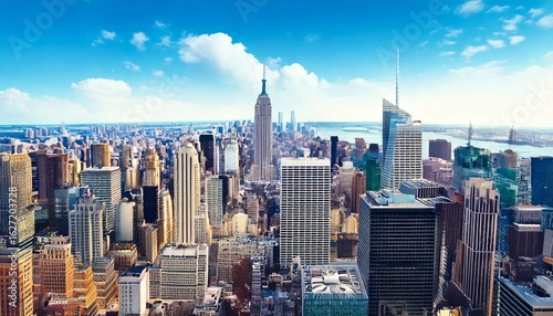  New York City Manhattan skyline and office skyscrapers building - vector illustration jpg