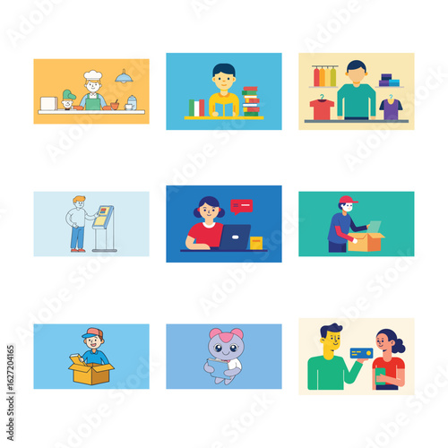 business people icons vector set 