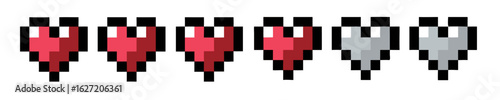 Dot heart. Game style. RPG. Health gauge. Icon. Love. Affection.