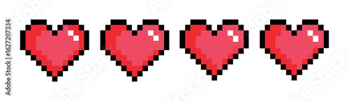 Dot heart. Game style. RPG. Health gauge. Icon. Love. Affection.