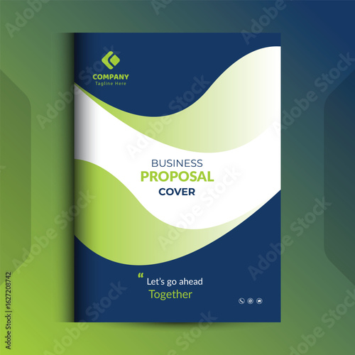 Blue-Green Proposal cover Design Template concepts are adept for corporate Business	
