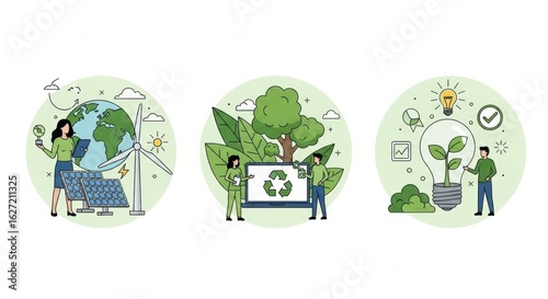 Illustrative representations portraying ecological balance and environmental sustainability