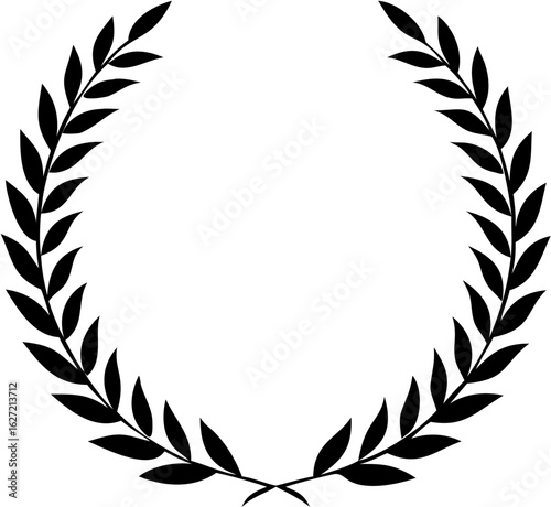 Minimal laurel wreath frame vector on transparent background, elegant outline design for award certificate, trophy, achievement badge, EPS format