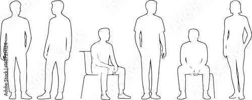 CAD People Outline Pack – Side, Front, and Top Views of Human Figures for Drafting and Layouts