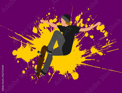 Playing Skateboard Illustration