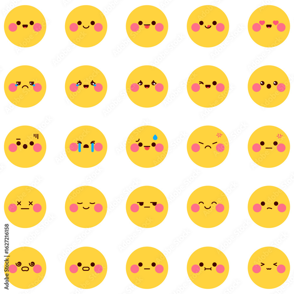 Fototapeta premium 벡터 플랫 이모지 이모티콘 표정 아이콘 세트 Vector Flat Shape Icon SetVector Flat Emoticon set