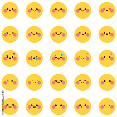 벡터 플랫 이모지 이모티콘 표정 아이콘 세트 Vector Flat Shape Icon SetVector Flat Emoticon set