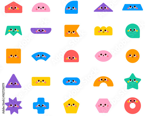 벡터 플랫 도형 표정 아이콘 세트 Vector Flat Shape Icon Set