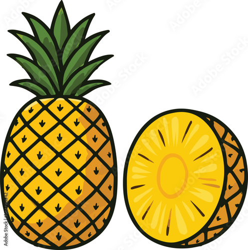 Schilderij op canvas vector illustration of pineapple