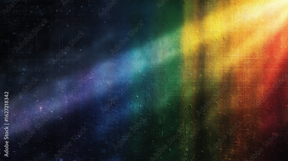 Naklejka premium Colorful light beam with grunge texture on a dark textured background