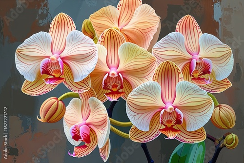 Stunning Orchid Artwork in Peach and Cream Tones