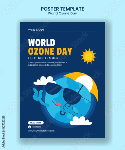 World Ozone Day Social Media Vertical Poster Graphic Design with Hand Drawn Flat Style
