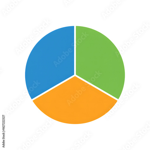 Free Download Three equal segments of a pie chart in blue green and orange on a black background graph data - GFXLoad