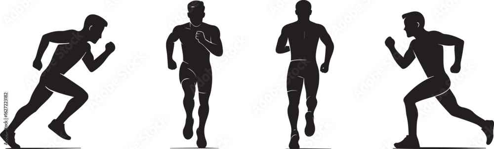 Fototapeta premium Running Silhouettes Pack | Front, Back & Side View Jogger Poses