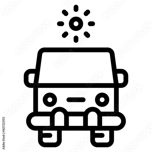 bus travel at noon sunny summer outline icon and illustration