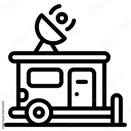 campervan settled outline icon and illustration