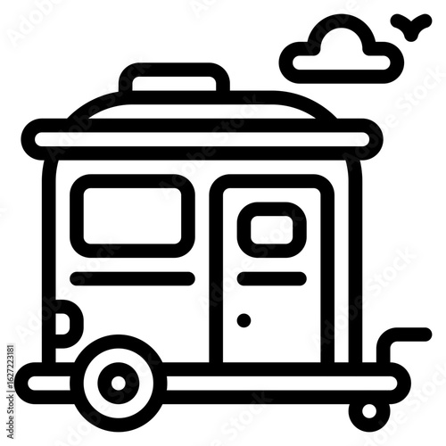campervan travel settled outline icon and illustration