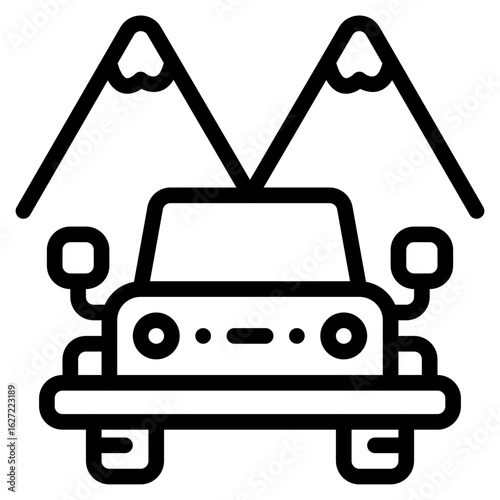 jeep adventure outline icon and illustration