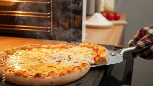 Wallpaper Mural Homemade pizza being pulled from the oven with bubbling cheese Torontodigital.ca