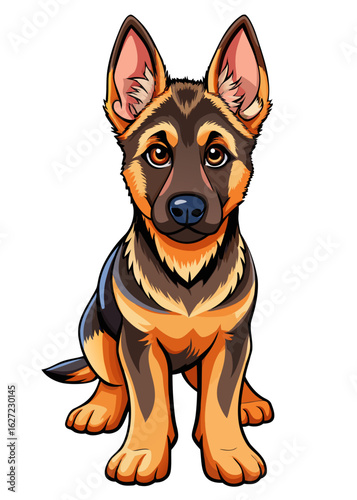 puppy german shepherd ,art color,full body ,white background