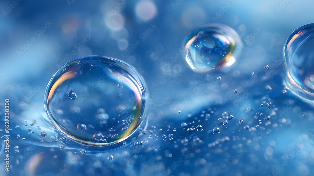 custom made wallpaper toronto digitalSoft-focus water bubbles drifting in rich blue liquid, representing purity and hygiene